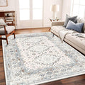CHAMPLANT Washable Area Rug 10x14 Retro Flowers Boho Design Non-Shedding Easy by CHAMPLANT