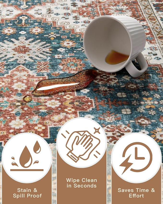 Madane Runner Rug 2'6''x8' Kitchen Runner, Hallway Runner Printed Vintage - Image 7