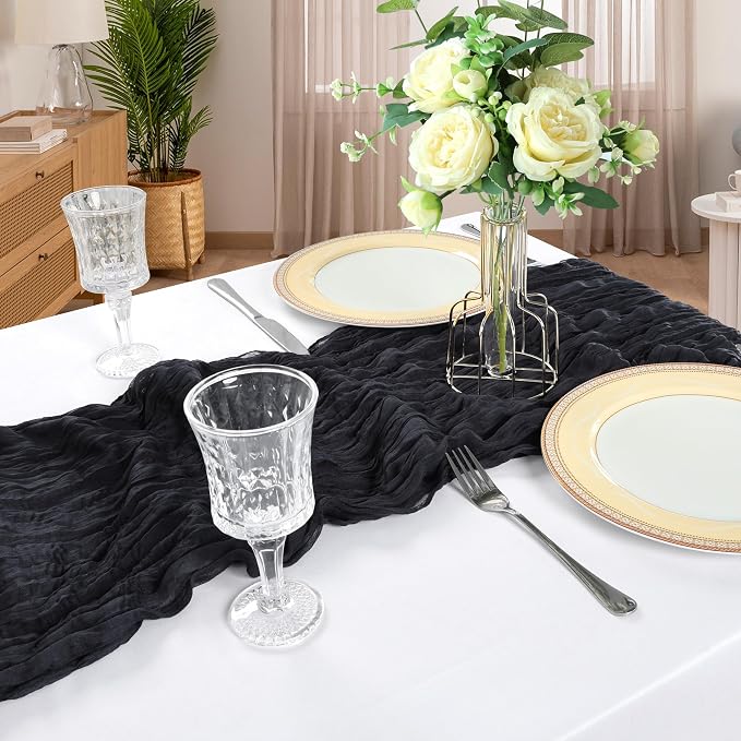 6 Pack 10Ft Black Cheesecloth Table Runner 23 x 120 Inch | Gauze Rustic Boho - Image 6