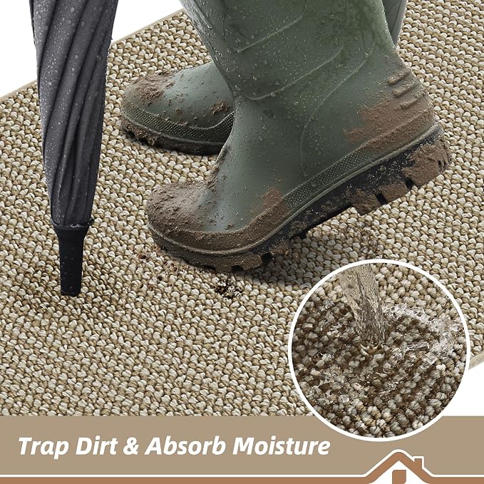 BEQHAUSE Dirt Trapper Door Mat 32" x 48" Half Circle Non-Slip Washable Doormats - Image 3