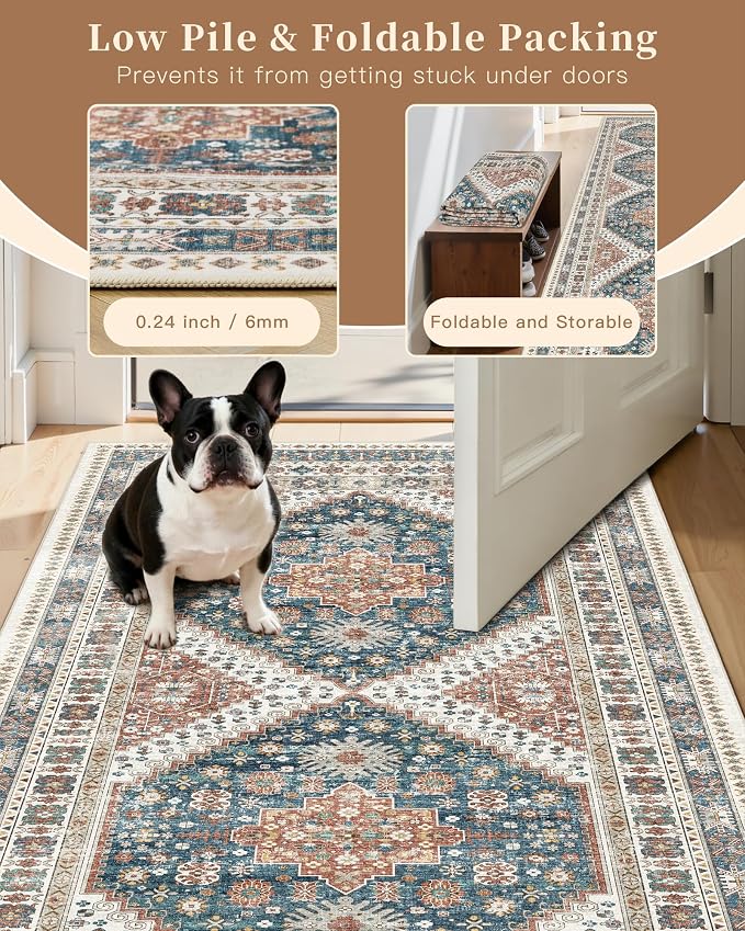Madane Hallway Runner Rug 2'6''x14' Kitchen Runner, Non Slip Vintage Runners - Image 7