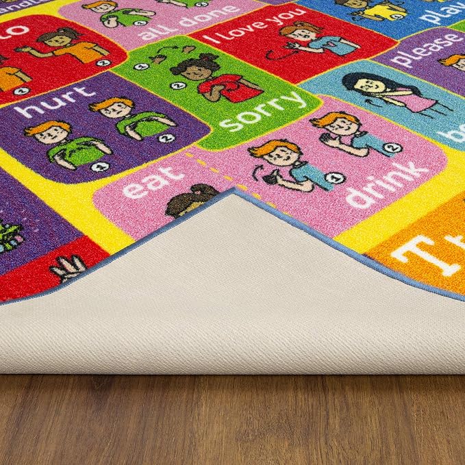 KC Cubs 3x5 ABC Alphabet ASL Sign Language Rug – Educational Non-Slip Carpet - Image 6