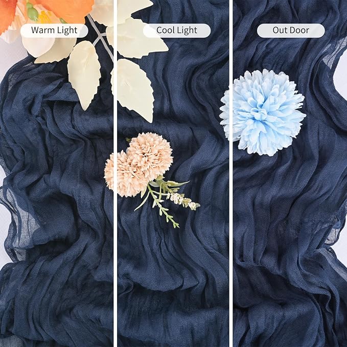 15 Pack Navy Blue Table Runners 17 x 108inch Cheesecloth Table Runner Boho - Image 6