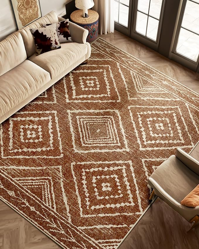 BESTSWEETIE Area Rug 7x9Rug Machine Washable Non-Slip Low Pile Print Pattern - Image 2