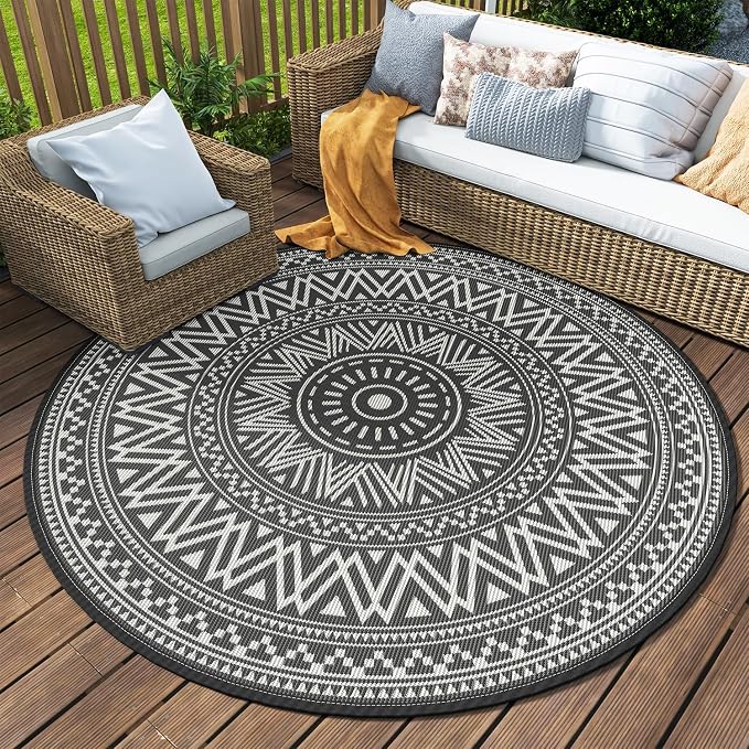 MontVoo Outdoor Rug Carpet Waterproof Round 10ft Outdoor Patio Rug Mat by MontVoo