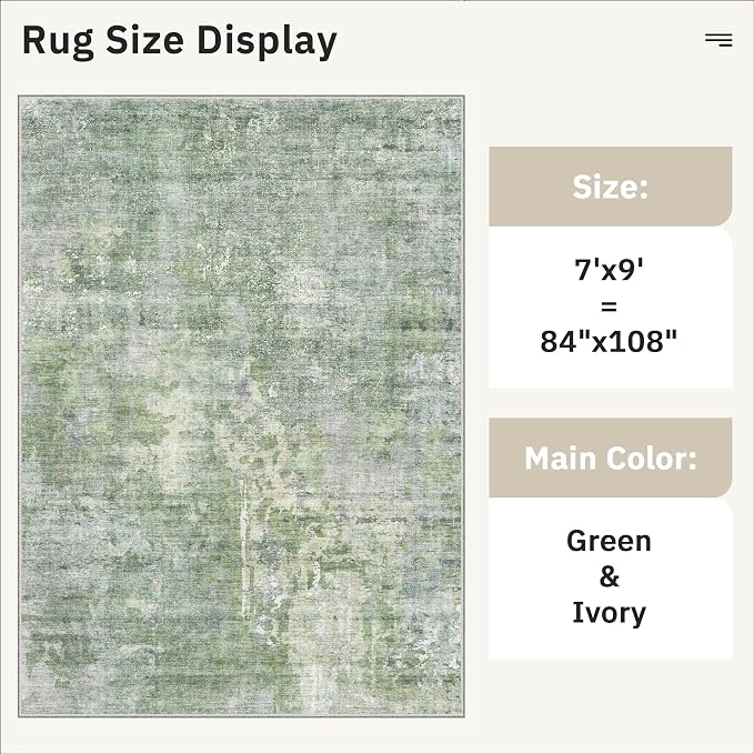 Soalmost 7x9 Area Rug for Living Room Washable Abstract Vintage Soft Thin - Image 5
