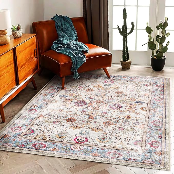 CHAMPLANT Washable Area Rug Vintage 6'x9' Light Traditional Floor Cover Thin - Image 3