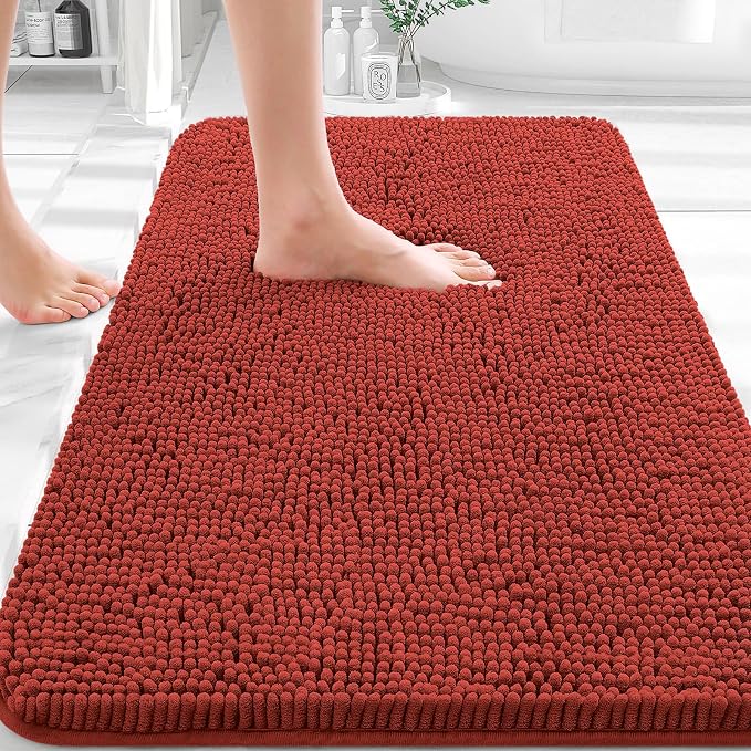 OLANLY Bathroom Rugs 32x20, Extra Soft Absorbent Chenille Bath Rugs, Rubber by OLANLY