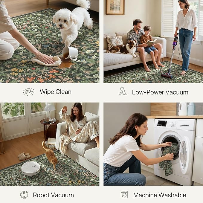 GENIMO Washable Floral Runner Rug 2x7, Non-Slip Long Hallway Carpet - Image 5