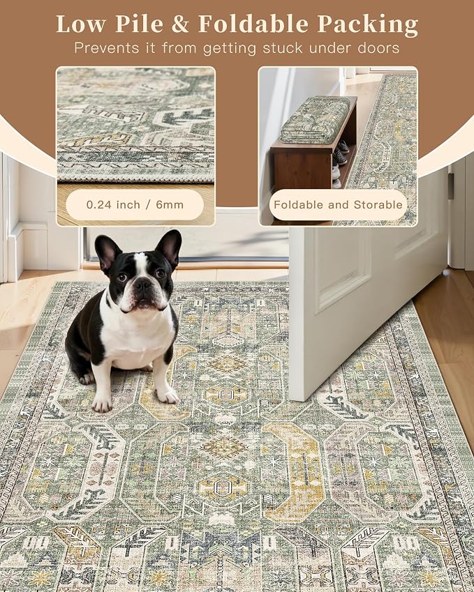Madane Runner Rug 2'6''x8' Kitchen Runner, Hallway Runner Printed Vintage - Image 6
