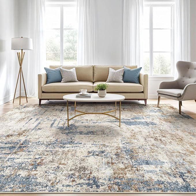 4x6 Rug Washable Area Rugs: Abstract Modern Soft Stain Resistant Indoor Floor - Image 5