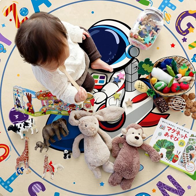 ABC Kids Alphabet Round Rug 6ft – Washable Soft Circle Nursery Rug, Non-Slip - Image 8