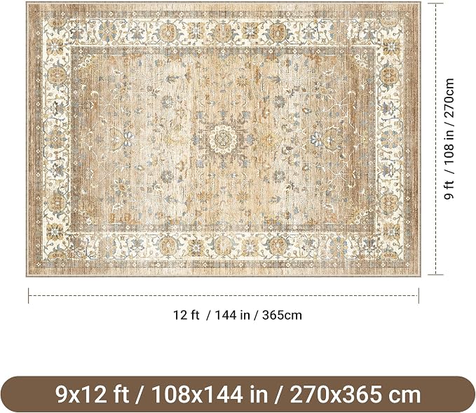 befbee 9x12 Area Rug, Ultra-Thin Washable Rugs - Image 2