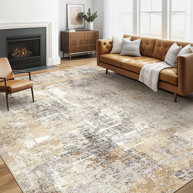 LOONGRUG 5x8 Area Rug Living Room: Machine Washable Large Abstract Soft Thin by LOONGRUG