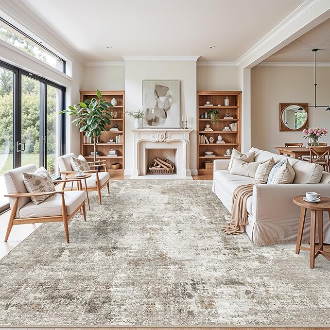 11x14 Area Rug for Living Room Washable – Large Neutral Room Size Bedroom - Image 3