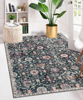 Lahome Moroccan Trellis Washable Small Area Rug, 3x5 Black Rug by Lahome