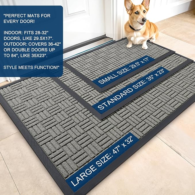 OLANLY Front Door Mat Outside Entrance 29.5x17, Heavy Duty Sturdy Natural - Image 3
