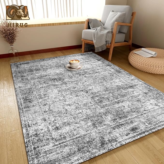 Washable Area Rug 6' x 9' Vintage Traditional Persian Mat - Image 4