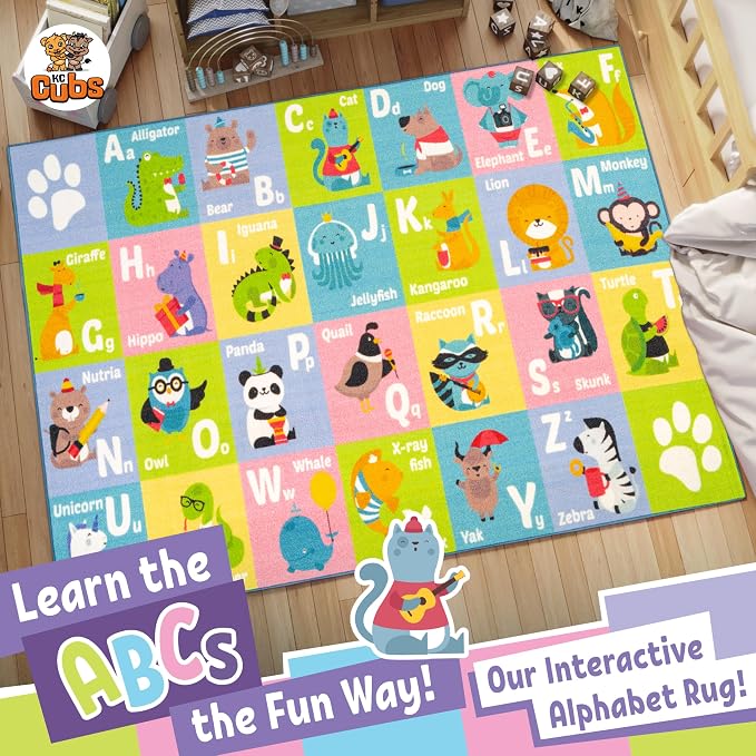 KC Cubs 3x5 ABC Alphabet Animal Rug – Educational Non-Slip Play Mat - Image 3