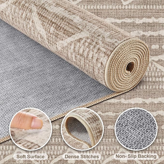 Nakagishi 7x9 Area Rugs Living Room: Washable Boho Large Neutral Soft Farmhouse - Image 3