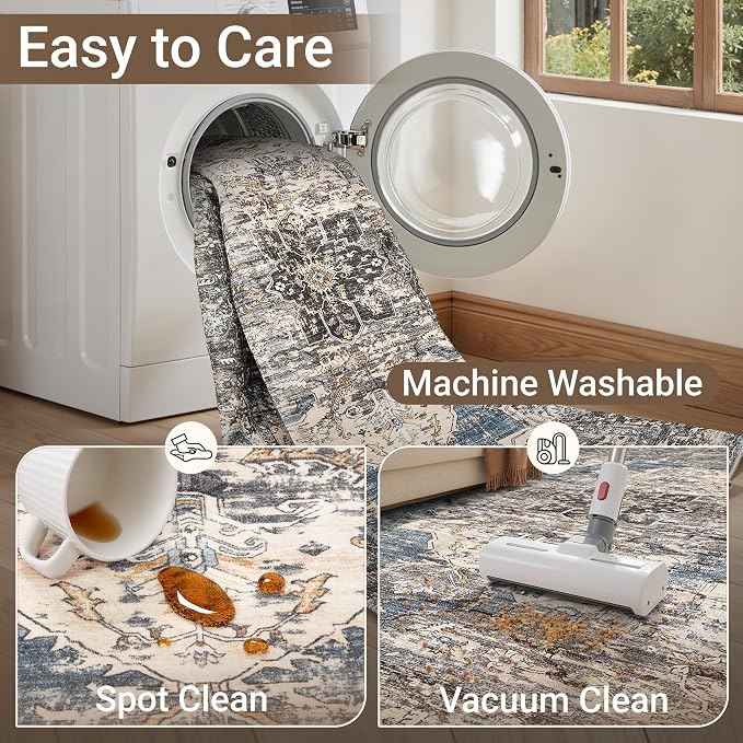 befbee 5x7 Area Rugs for Living Room, Stain Resistant Neutral Washable Rugs for - Image 5