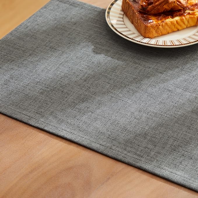 Rustic Cotton Linen Table Runner, 13x36 Inches Dark Grey | Farmhouse Style - Image 6