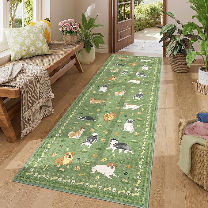 DUKINO 2x6 Washable Runner Rug for Hallway, Non Slip Animal Dog Kitchen Rug - Image 2