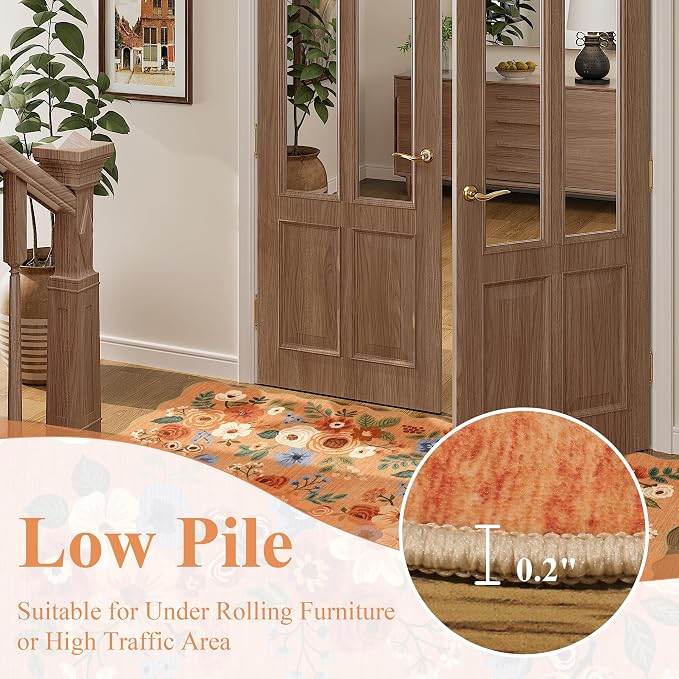 DUKINO 2x8 Washable Runner Rug, Lightweight Soft Floral Hallway Rug Runner - Image 8