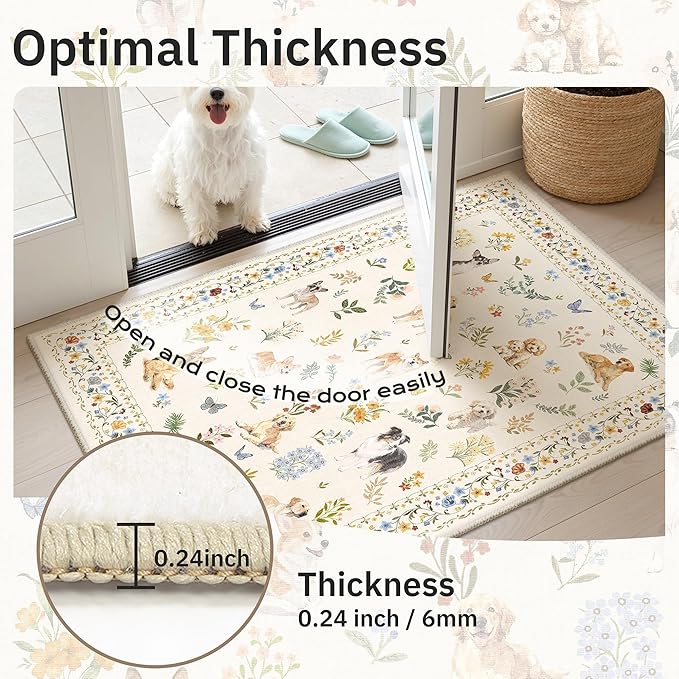 Soalmost 2x3 Dog Rugs for Entryway, Machine Washable Door Mat Animal Floral - Image 5