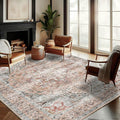 CHAMPLANT Washable Area Rug 8'x10' Light Cyan and Light red Retro Boho Design by CHAMPLANT