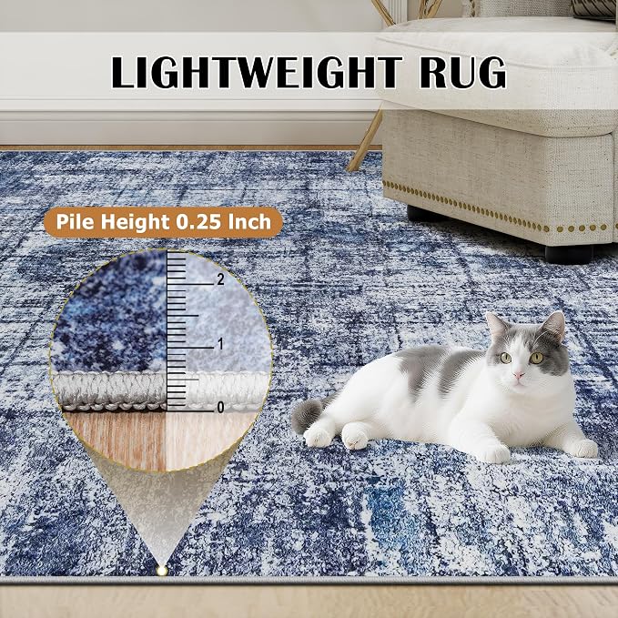 10x14 Area Rugs for Living Room Washable Rug: Anti-Skid Abstract Modern Living - Image 6
