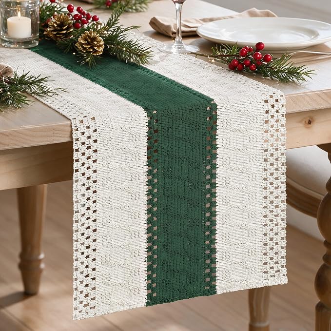 Artoid Mode Dark Green Farmhouse Rustic Table Runner 12x72 Inch | Seasonal by ArtoidMode