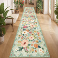 DUKINO 2x12 Washable Runner Rug, Ultra Soft Floral Runner Rug by DUKINO