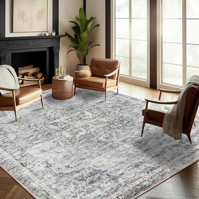 CHAMPLANT Washable Area Rug 10'x14' Boho Design Non-Shedding Easy Care Ideal by CHAMPLANT