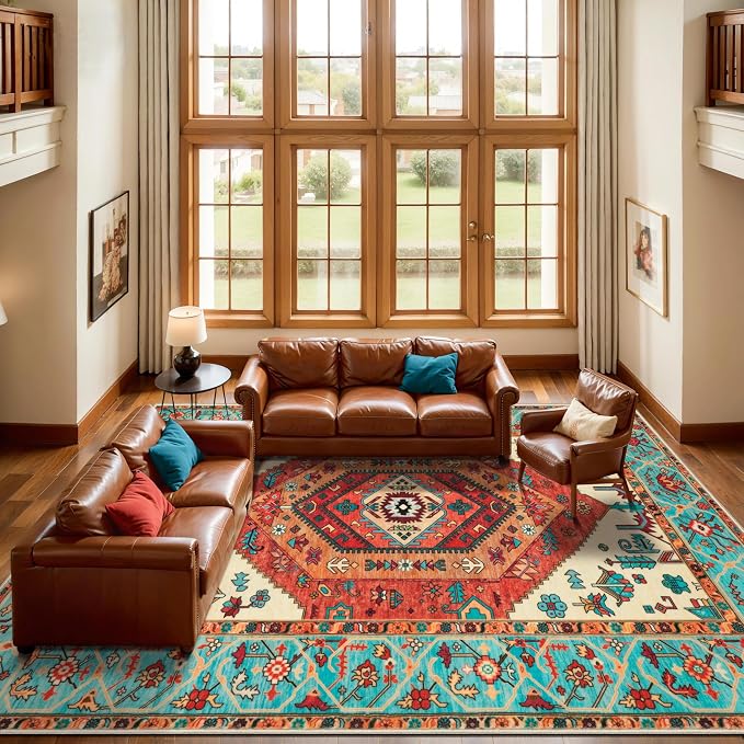 SERISSA 10x14 Area Rugs for Living Room, Large Washable Non-Slip Boho Rug - Image 2