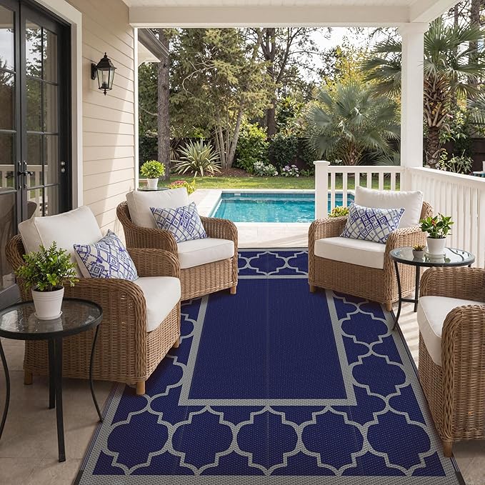 GENIMO Outdoor Rug 8' x 10' Patio Waterproof, Foldable Reversible Plastic Straw - Image 6