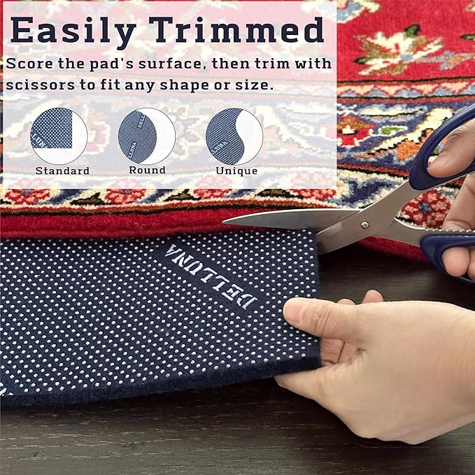 DELLUNA Non-Slip Area Rug Pad 3/8" 2.5'x13'Thick Double Side Rubber + Felt - Image 5