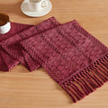 Macrame Style Boho Table Runner, 12x60 Inch Burgundy | Woven Boho Table Runner by ZEEMARTONLINE