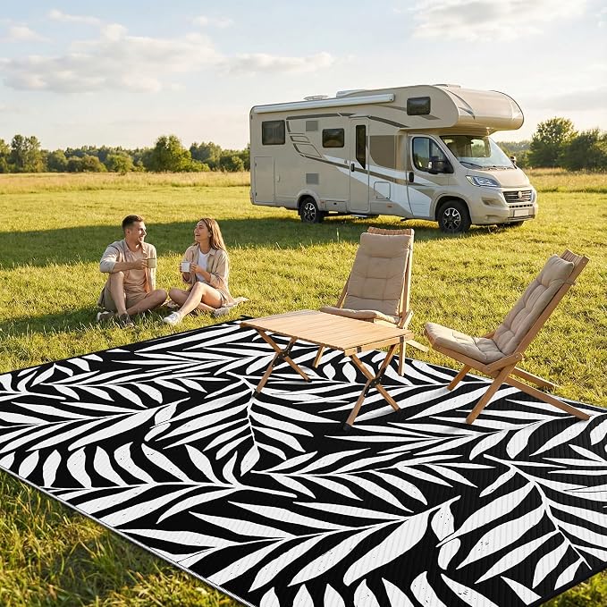 Smiry Outdoor Rug 8x10 ft, Waterproof Reversible Plastic Straw Rugs, Outdoor - Image 2