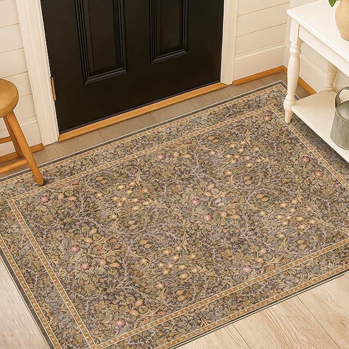 Vintage Floral Brown 3x5 Area Rugs - Image 6