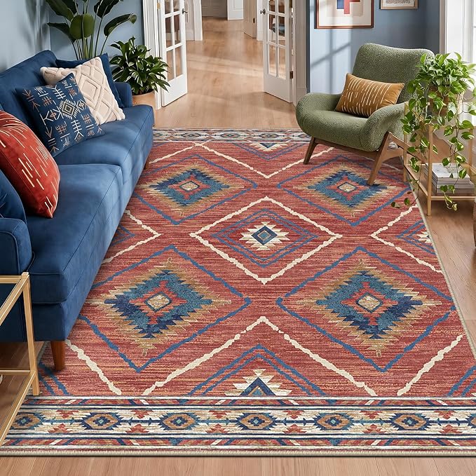 BESTSWEETIE Area Rug 5x8 Rug Machine Washable Non-Slip Low Pile Print Pattern - Image 2