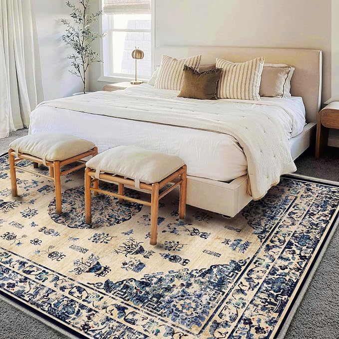 CHAMPLANT Washable Area Rug 10'x14' Boho Design Non-Shedding Easy Care Ideal - Image 2