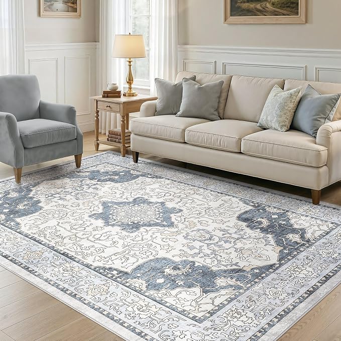 cotiled 9x12 Area Rug Machine Washable Vintage Carpet - Image 5