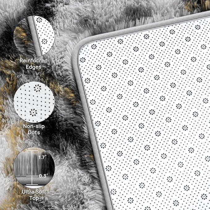 Deerhoo Large Shag Area Rugs 5 x 8, Tie-Dyed Plush Fuzzy Rugs - Image 4
