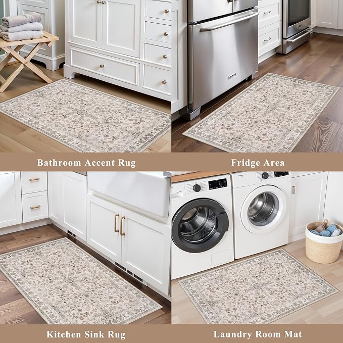 2x3 Non-Slip Washable Kitchen Rug – Boho Small Accent Rug - Image 3