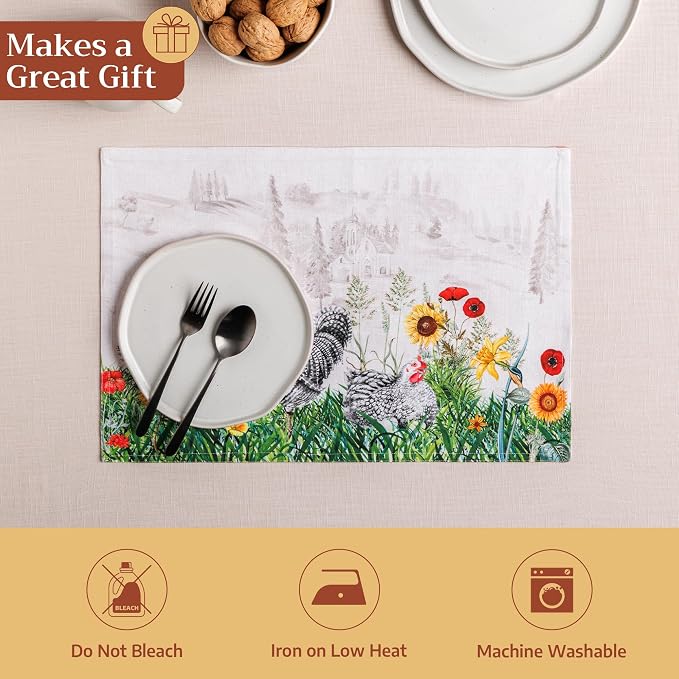 Maison d' Hermine Placemats Set of 4 Reusable 100% Cotton | Cloth Place Mats - Image 5