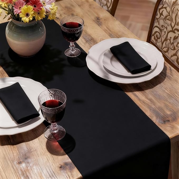 MEANMOY Black Table Runner 36 Inches Long Waterproof Washable Table Runners | - Image 6