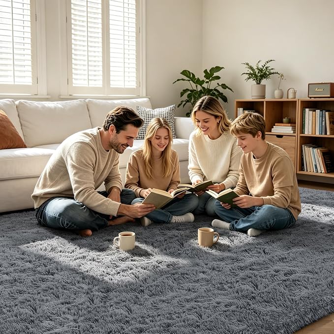 10X14 Large Shag Area Rugs for Living Room Bedroom, Big Soft Purple Fluffy Rug - Image 2