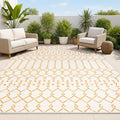 JONATHAN Y Moroccan Geometric Indoor Outdoor Area Rug 5X8 Cream/Orange by JONATHANY