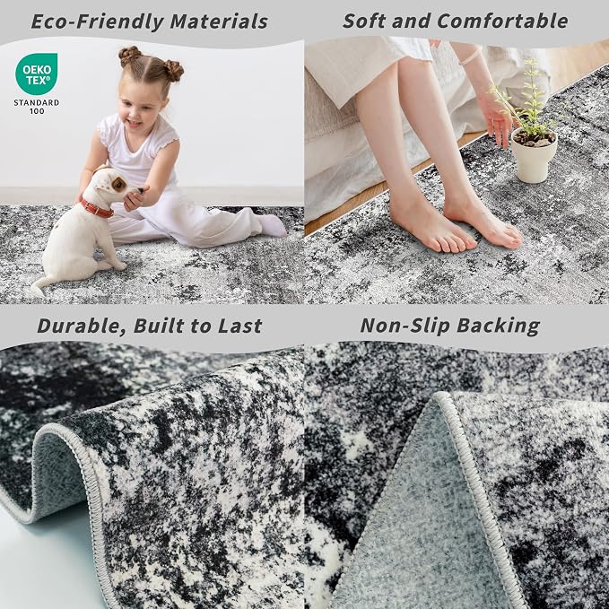 2x5 Washable Kitchen Rug Runner – Non-Slip Abstract Modern Small Rug - Image 4